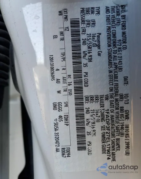 2014 Ford Focus Se from USA, damaged, VIN 1FADP3F27EL179074